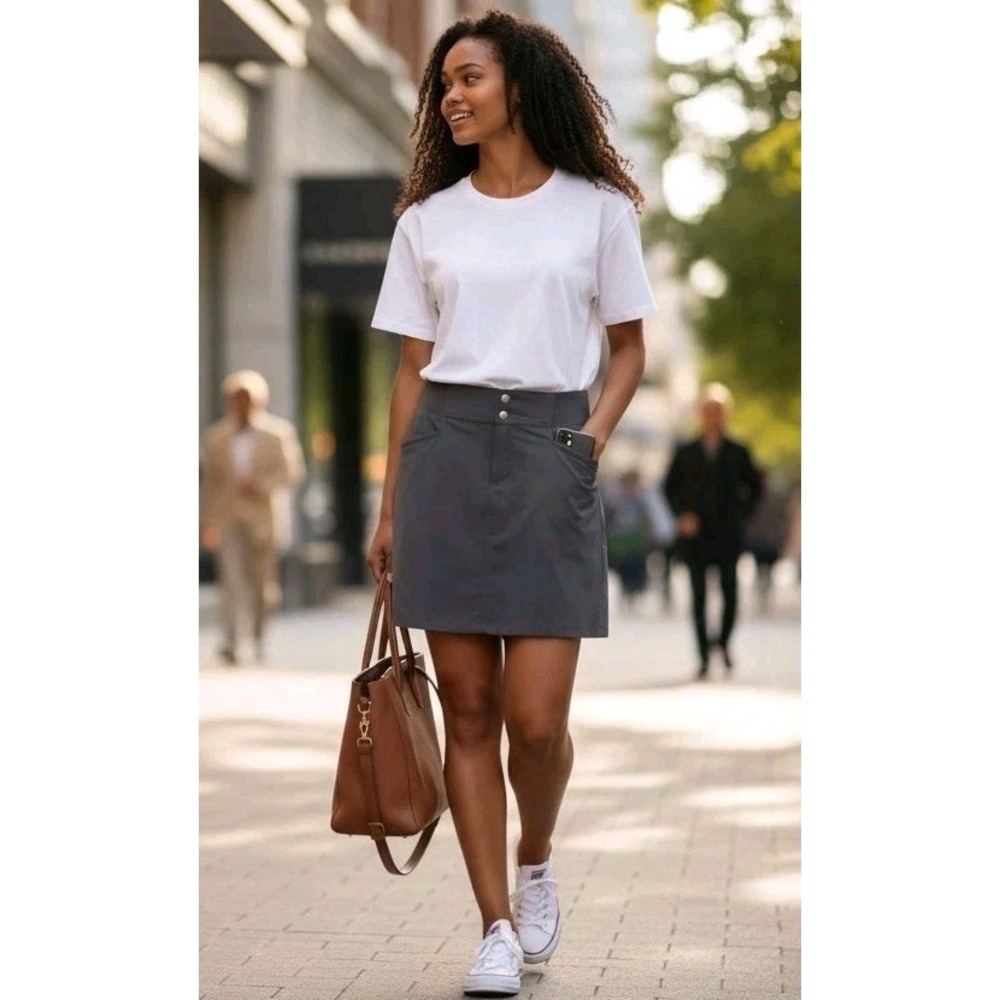 Style & Co Womens Skort Size Large L Gray Athletic Tennis Golf Skirt Pockets